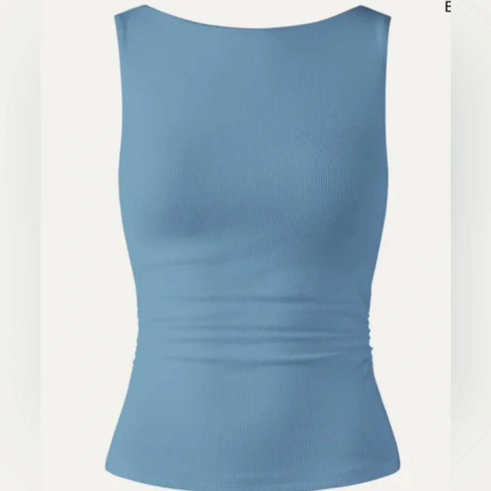 OGL Move Size M Plantive Elastic Open Back Brami Sleeveless Bra Tank Dusk Blue